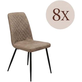 Dmora Set di Sedie Vendone, 8 Sedie, Imbottito, Effetto Velluto, Marrone