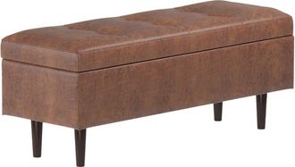 Simpli Home Shay 48In Mid Century Modern Rectangular Storage Ottoman