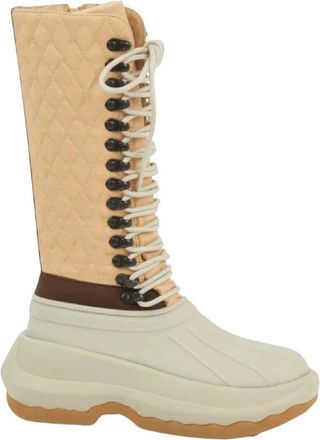 Kenzo Quilted-pattern Boots - Dames - Veterlaarzen - Beige - 39 EU - Leer - Schoenen