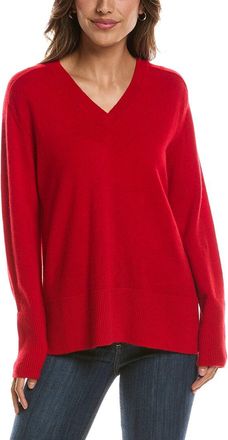 Fort&eacute; Cashmere Hi Low Easy V-Neck 100% Cashmere Sweater