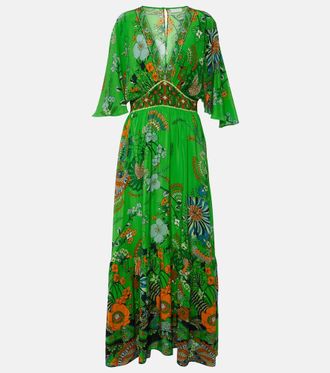 Camilla Embellished floral silk maxi dress