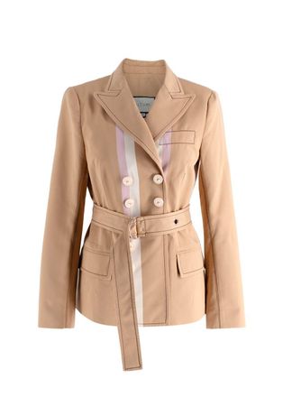 Alexis Beige Double-Breasted Belted Blazer Jacket Size XS