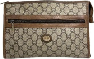 Gucci Pre-owned Plus Vintage Clutch - Dames - Vintage Clutch - Bruin - ONE Size - Leer - Vintage