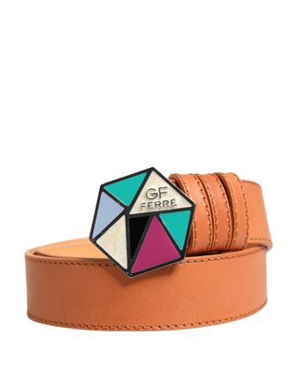 Gianfranco Ferre Leather Hexagon Metal Buckle Waist Women Womens Belt