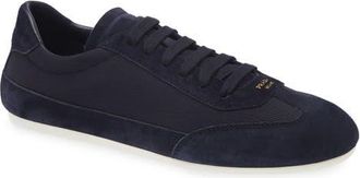 Prada Mixed Media Low Top Sneaker in Navy at Nordstrom, Size 11.5Us