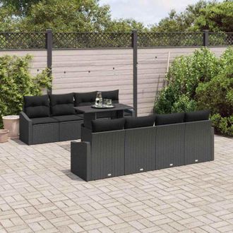 vidaXL Conjunto De Sof&aacute; De Jard&iacute;n 7 Pcs Negro 100 X 55 X 73 Cm Vidaxl