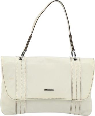 Gucci Pre-owned Handbags, female, White, Size: ONE SIZE Pre-owned Vintage Cream Leather Shoulder Bag