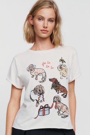 Anthropologie Nikki Ackerman x Maeve Caitlin 100% Cotton Holiday Tee