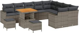 vidaXL Conjunto De Sof&aacute; De Jard&iacute;n 12 Pcs Gris Rat&aacute;n Sint&eacute;tico Vidaxl