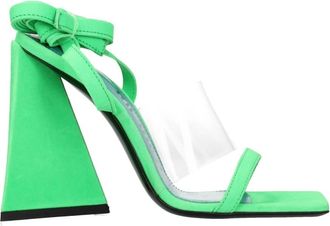 The Attico Schoenen, Dames, Groen, 39 EU, Suède, Transparante leren sandaal met hoge hak