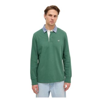 GANT Tops, Heren, Groen, S, Katoen, Lange Mouwen Poloshirt