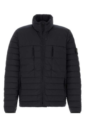 Stone Island Black Quilted Mock Collar Jacket