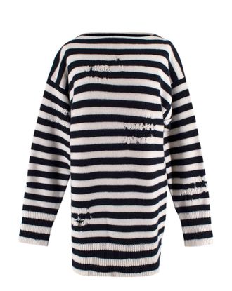 Dior Wool And Cashmere Fantaisie Blanc Distressed Jumper Size XS