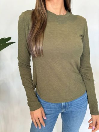 Bella Dahl Long Sleeve Crew Neck Tee In Italian Herb