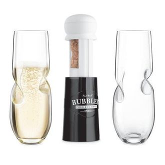 Final Touch Bubbles Sparkling, Champagne, Bubbly Glass Set with Opener - 10 oz in Clear at Nordstrom
