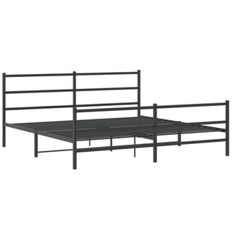 Berkfield Home Metal Bed Frame without Mattress with Footboard&not;Black 183x213cm in Black | Size: 183x213 cm