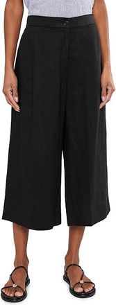 Eileen Fisher Organic Linen Pleated Wide Crop Trouser Womens Clothing Black : XL 21