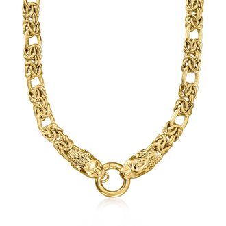 Ross-Simons Italian 14kt Yellow Gold-Plated Double Lion Head Byzantine Necklace