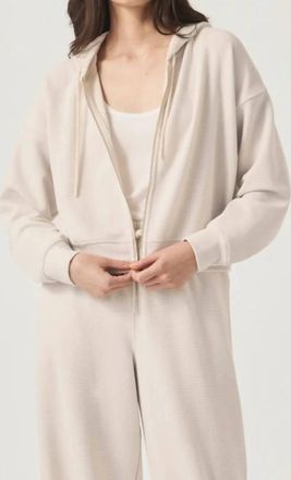 Splendid Waffle Scuba Zip-Up Pullover In Moonstone