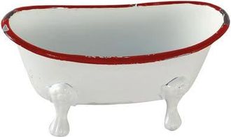 Foreside Home And Garden Red Distressed Rim White Enamel Bathtub Soap Dish at Nordstrom