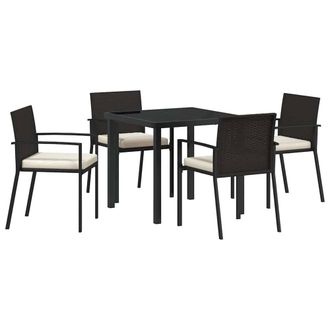 Berkfield Home 5 Piece Garden Dining Set Black Poly Rattan