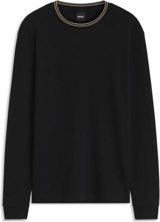 BOSS Long-sleeve T-shirt in waffle-textured stretch cotton