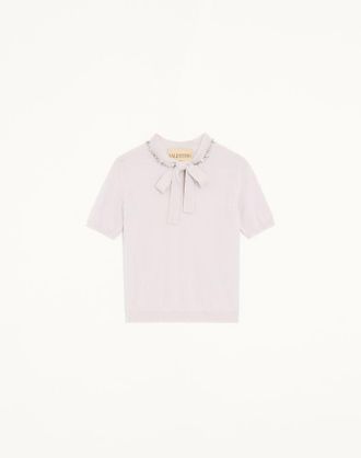 Valentino EMBROIDERED WOOL JUMPER Woman LILAC XL