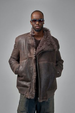 Rick Owens Hollywood Flight Shearling Real Fur Bomber Jacket