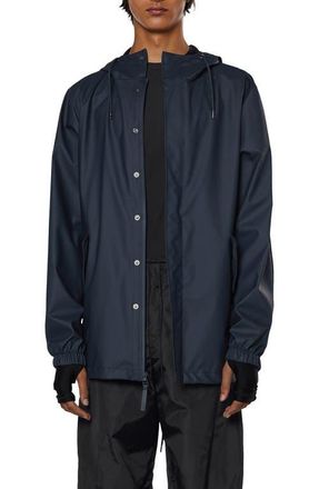 Rains Fishtail Hooded Waterproof Rain Jacket in Navy at Nordstrom, Size Xx-Large