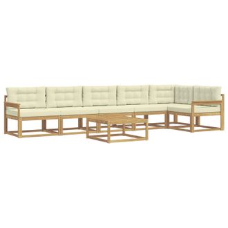 vidaXL Conjunto De Sof&aacute;s De Exterior 7 Pcs Blanco Y Crema Vidaxl