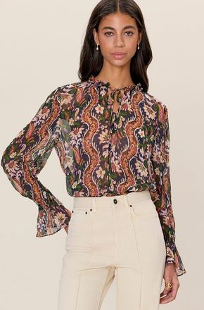 Rebecca Taylor Isha Printed Blouse in Navy Combo at Nordstrom, Size X-Small
