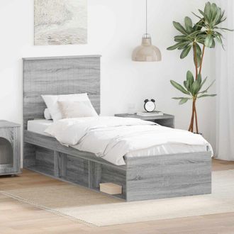 vidaXL vidaXL Struttura del letto Grigio Sonoma 75 x 190 cm Pino massello