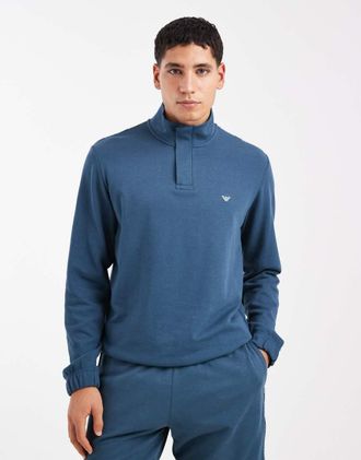 Emporio Armani Bodywear - Maglione blu con zip corta