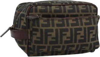 Fendi Pre-owned Zucca Canvas Clutch - Dames - Vintage Tassen - Bruin - ONE Size - Leer - Vintage