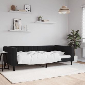 vidaXL Sof&aacute; Cama Sin Colch&oacute;n Terciopelo Negro 100x200 Cm Vidaxl