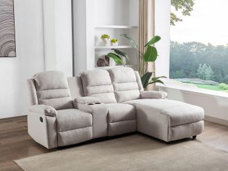 Vente-Unique Divano relax in Tessuto Beige - Angolo a destra - MACEDONIA