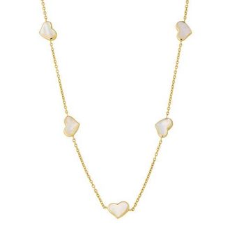 Jan Leslie Five Station Heart 30 Necklace Set In Sterling Silver With 18K Gold Overlay in White at Nordstrom