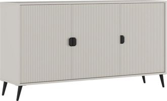 Oresteluchetta Aparador 3 puertas cashmere con tiradores y patas negras, 88x153x49