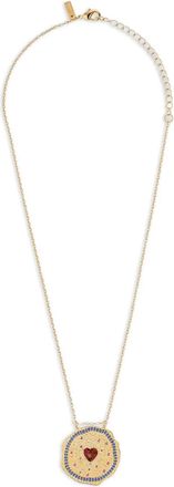 Mya Bay Ruby Heart Medal necklace - women - 24kt Gold Plated Brass - One Size