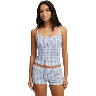 Cotton On Womens Dreamy Soft Longline Cami in Isla Micro Check Daydream at Nordstrom, Size Xx-Small