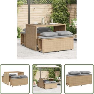 vidaXL Tavolo da giardino - Set da Pranzo da Giardino 3 pz con Cuscini Beige in Polyrattan