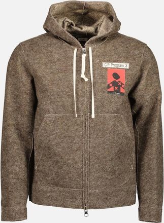 C.P. Company Mens Program_3 Felt Hooded Zipped Overshirt - Tan - Size: Regular/34