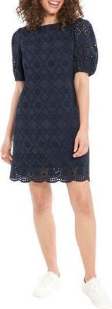 London Times Embroidered Eyelet Shift Dress in Navy at Nordstrom Rack, Size 10P