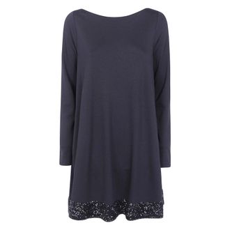 Emporio Armani Stretch Viscose Jersey Jurk met Boothals en Paillettendetail - Dames - Jurken - Zwart - Maat: M Viscose