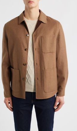 Canali Hand Sewn Wool Blend Overshirt in Brown at Nordstrom, Size 42 Us