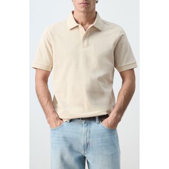 Mango Regular Fit Cotton Piqu&eacute; Polo in Sand at Nordstrom, Size Medium
