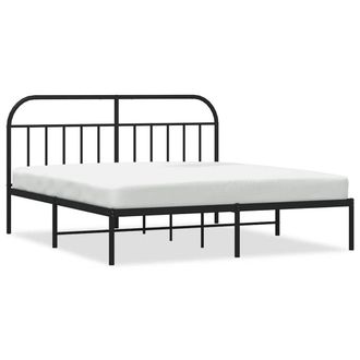 Berkfield Home Metal Bed Frame with Headboard Black 180x200 cm Super King