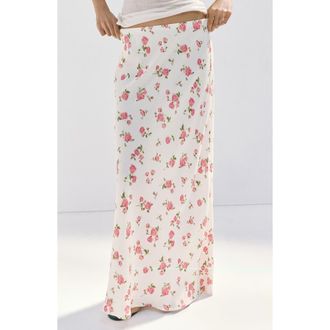 Mango Floral Print Maxi Skirt in White at Nordstrom, Size Medium