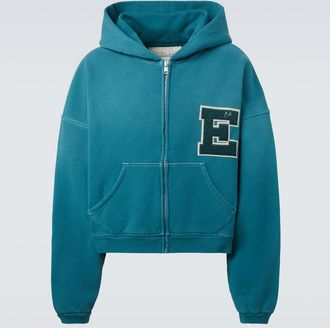 ERL Hooded cotton fleece zip-up sweatshirt