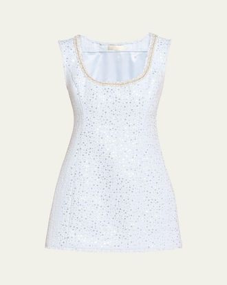 LoveShackFancy Adelaine Sequined Tweed Mini Dress